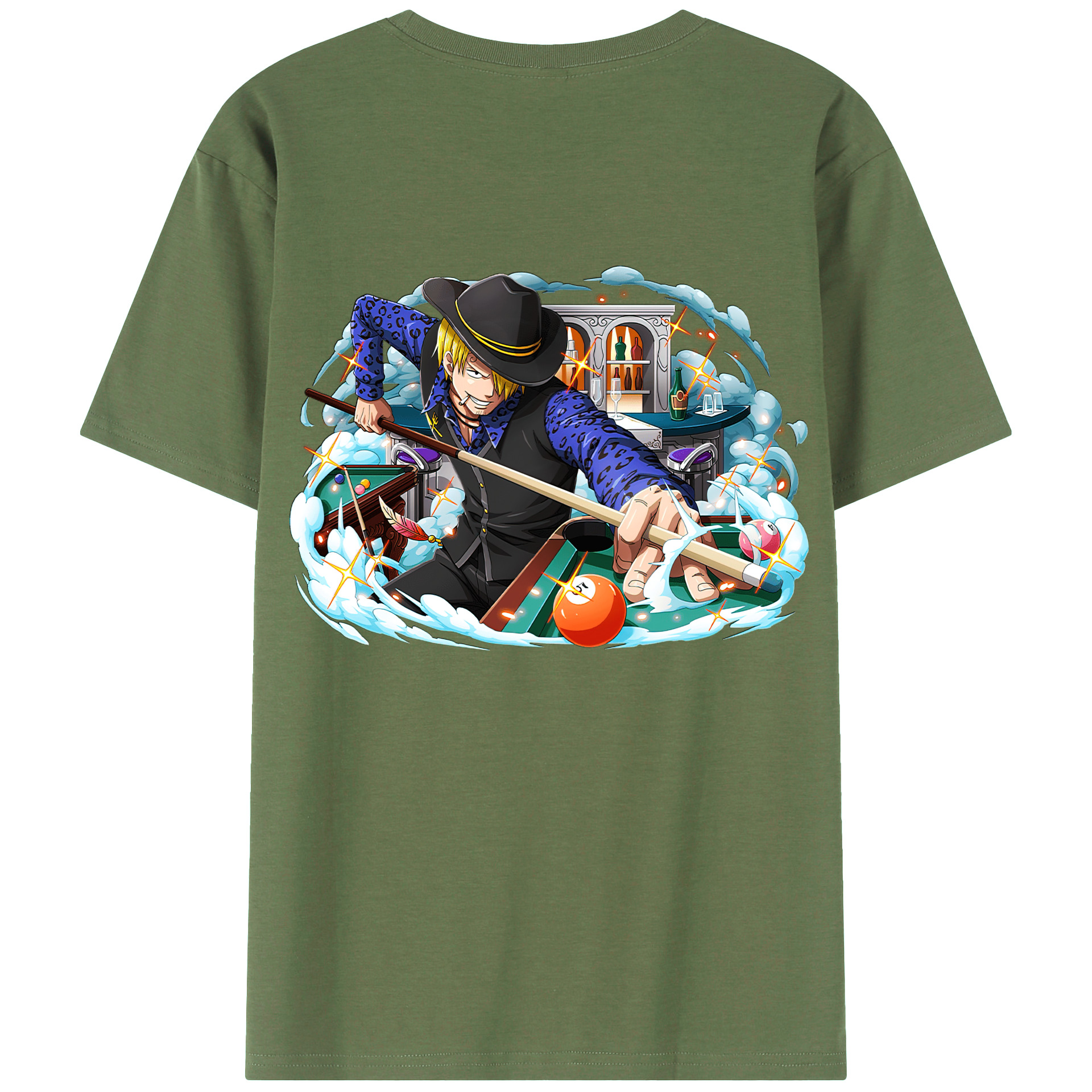 （画像用） ワンピース サンジ ONE PIECE Sanji 綿100％ メンズ半袖Tシャツ（バックプリント） 通気性
